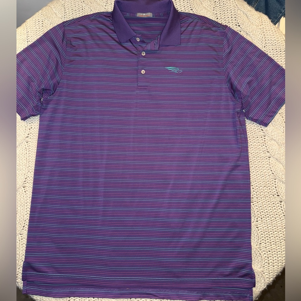 Peter Millar summer comfort golf‎ Purple and Blue Striped Polo Shirt
